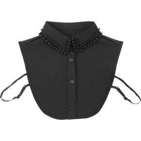 Pearl Fake Collars, Elegant Pearl Detachable Dickey Collar Blouse Half Shirt, Crystal Faux False Collar for Women Girls, Black in Kuwait