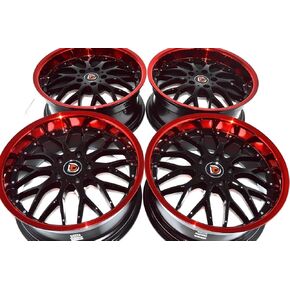 18" Wheels Rims ddr r6 Black with Red Lip Finish 18x8 5x114.3 35mm Offset 5 Lugs 5x4.5" (Set of 4) in Saudi Arabia