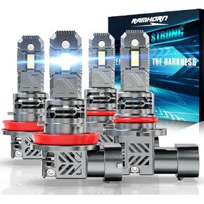 RAMHORN 9005 H11 Light Bulbs, 500% Brightness Upgraded Design 6500K White Plug-N-Play Fog Light, Pack of 4 in Kuwait