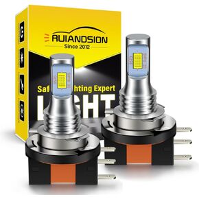 Ruiandsion H15 LED مصباح لمبة 6500K أبيض، شعاع عالي/منخفض 12V-24V 3 Prong PGJ23T1 قاعدة، التوصيل والتشغيل لاستبدال مصابيح السيارة (حزمة من 2) in Kuwait