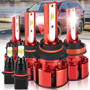 For Toyota Highlander 2011-2013 Light Bulbs with 20,000 RPM Cooling Fan, 800% Brightness Hi and Lo Beam+Fog Light Bulbs, 6500K, 36000LM Super Bright, Efficient Heat Dissipation, 6PCS in Saudi Arabia