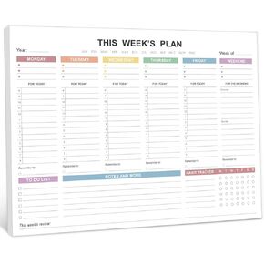 Weekly Planner Undated - Tear Off Weekly To Do List Notepad with Premium 52 Sheets, Desk Supplies for Women & Man, Home, School & Office, 8.5'' x 11'', Colorful in Kuwait