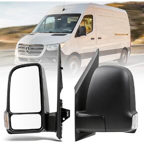 مرآة الجانب الأيمن للركاب لـ Merecedes Sprinter Freightliner Sprinter 2019-2024، مع زجاج كهربائي ساخن لإشارة الانعطاف قابلة للطي يدويًا، أسود محكم (7 دبابيس) in Kuwait