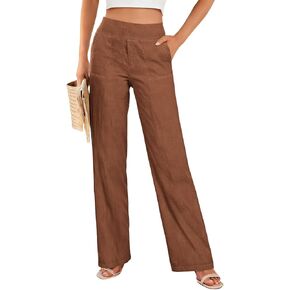 DASAYO Womens Linen Pants Spring Casual High Waisted Straight Leg Slacks with Pockets Summer Work Travel Vacation Outfits in Kuwait