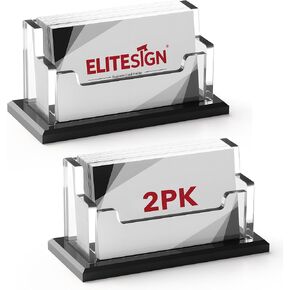 2 Pack Business Card Holder - Business Card Organizer with Black Base, Acrylic Name Cards Holder for Office, Reception, Vendor Booth and Trade Shows, Basic Office Supplies for Desk in Kuwait