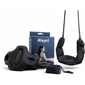 2-in-1 Inflatable Foot Hammock & Lumbar Support – Premium TPU Material, Adjustable Support for Airplane, Office & Home – Lightweight, Portable & Travel-Ready (Black) in Saudi Arabia