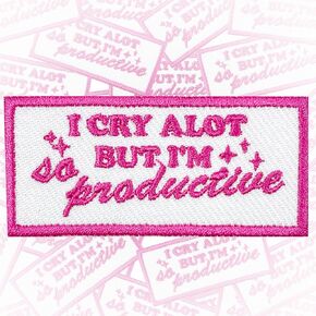 I Cry A Lot So But I'm Productive Patch 3 Inches Iron On/Sew On Embroidered Applique Patch for Clothes Backpacks Hats, Blue Collar DIY Hard Hat Accessories Gifts for Mom Dad Friends Coworkers in Kuwait