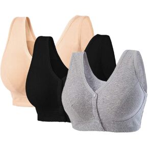 Women Full-Freedom Pure Cottn Easy Front Closure Bra, Perfect Wireless Cozy Sleep Bras with Removable Padded Pack of 3 in Kuwait