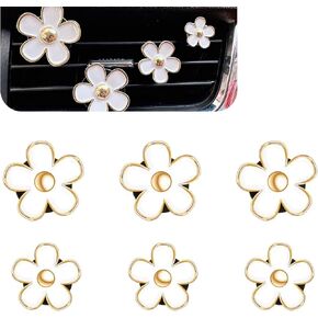 6 قطع صغيرة من زينة فتحة تكييف الهواء على شكل زهرة الأقحوان، علاج عطري على شكل زهرة صغيرة مبتكرة، تركيب سريع لمشبك فتحة تهوية الهواء، قطع غيار السيارات، مناسبة لمعظم السيارات (أبيض) in Kuwait