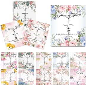 30 Sets Mother's Day Bulk Faith Cross Necklace Christian Gift God Is Within Her She Will Not Fall Card Bible Gift Set Religious Necklace Baptism Favors Birthday Present for Guests Faith Jewelry Women in Kuwait