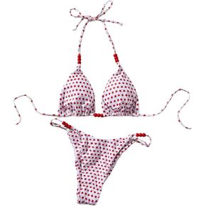 SHENHE Women's Bikini Set Triangle Halter Beaded Swimsuits Star Print High Cut Bathing Suits in Kuwait