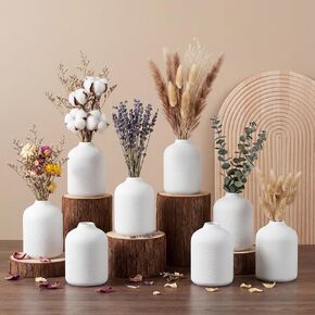 LemonRoad 15 Pack White Flower Bud Vases Bulk 3.94 Inch Floral Vase for Centerpieces Modern Home Decoration Unbreakable for Dry Flowers, Pampas Garss for Home Wedding Party Table Decor in Kuwait