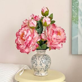 مزهرية سيراميك كلاسيكية من الطراز الصيني، مزهرية زهور بورسلين مزخرفة كلاسيكية لرف طاولة غرفة المعيشة المركزية، ديكور ريفي قديم in Kuwait