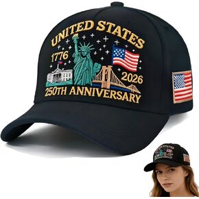 قبعة الذكرى السنوية الـ 250 للولايات المتحدة الأمريكية، قبعات بيسبول مغسولة وطنية مطرزة قابلة للتعديل in Kuwait