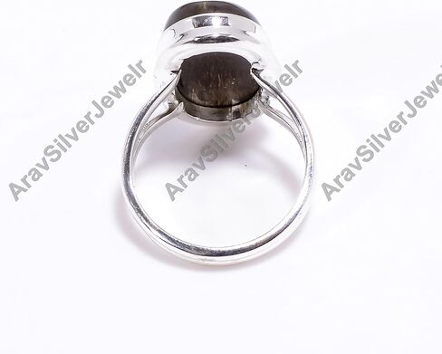 Natural Top Quality golden Sheen obsidian Gemstone Brown Stone 925 Sterling Silver Handmade Statement Promise Ring Jewelry Gift for Her in Saudi Arabia