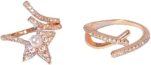 SEVENSTONE Gold Knot Wave Rings for Women Adjustable Finger Knuckle Stackable Thumb Simple Open Ring Set in Saudi Arabia