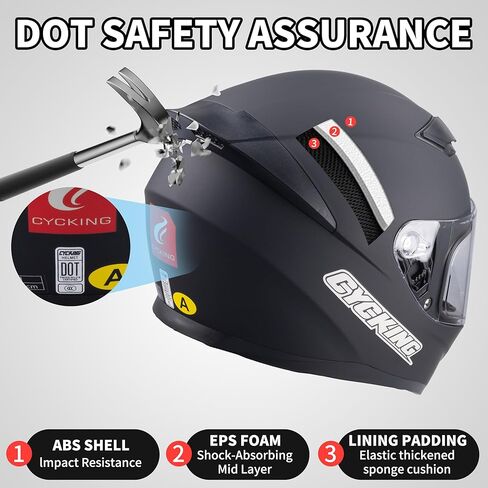 Full Face Motorcycle Helmet DOT Approved Motorbike Racing Street Bike Helmets Men Womens Black White Adult in Kuwait