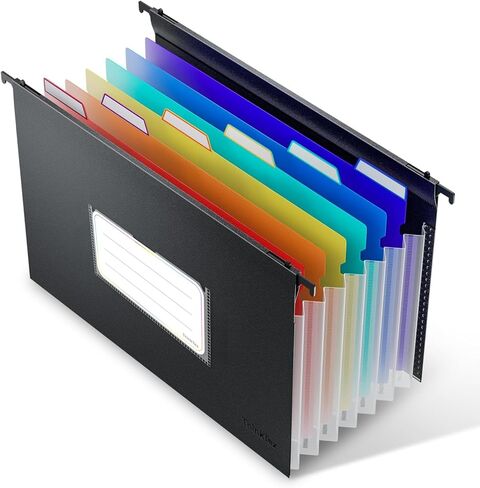 مجلدات ملفات معلقة بلاستيكية قابلة للتوسيع من ThinkTex، 7 جيوب أكورديون مبتكرة مقاس 1.2 بوصة، سعة كبيرة، علامات تبويب متعددة الألوان، حجم الحروف لخزانة الملفات - أصفر in Kuwait