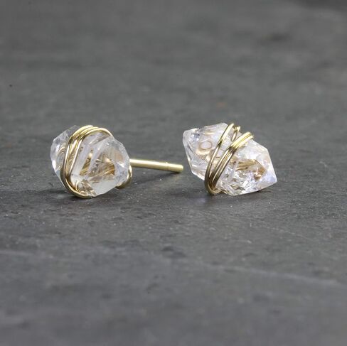 14K Gold Fill Herkimer Diamond Stud Earrings by Lotus Stone Jewelry in Kuwait