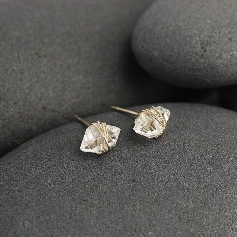 14K Gold Fill Herkimer Diamond Stud Earrings by Lotus Stone Jewelry in Kuwait