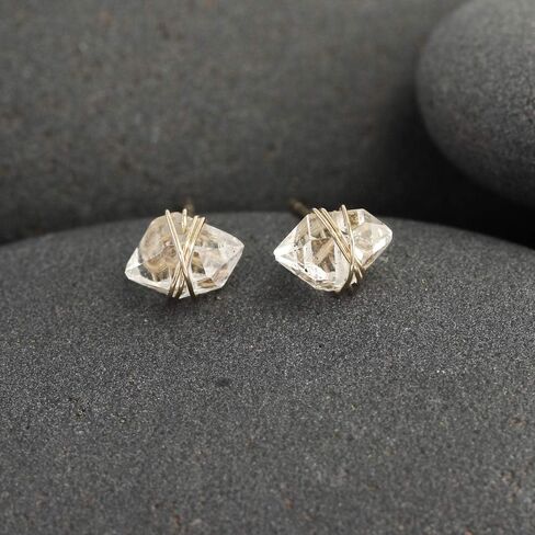 14K Gold Fill Herkimer Diamond Stud Earrings by Lotus Stone Jewelry in Kuwait