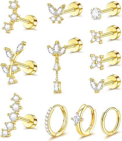 Helix Tragus Conch Piercing Jewelry Cartilage Earrings for Women Flat Back Hypoallergenic in Saudi Arabia