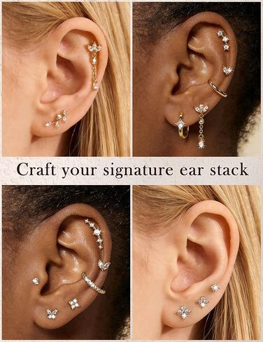 Helix Tragus Conch Piercing Jewelry Cartilage Earrings for Women Flat Back Hypoallergenic in Saudi Arabia