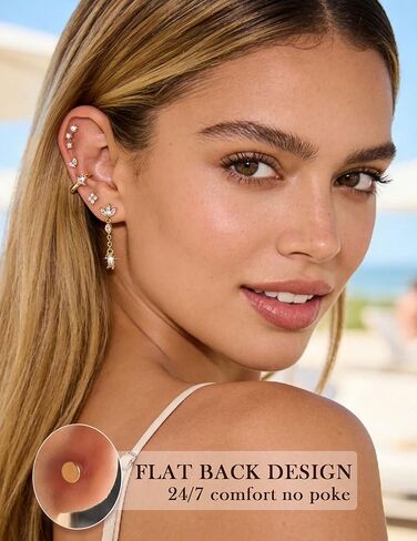 Helix Tragus Conch Piercing Jewelry Cartilage Earrings for Women Flat Back Hypoallergenic in Saudi Arabia
