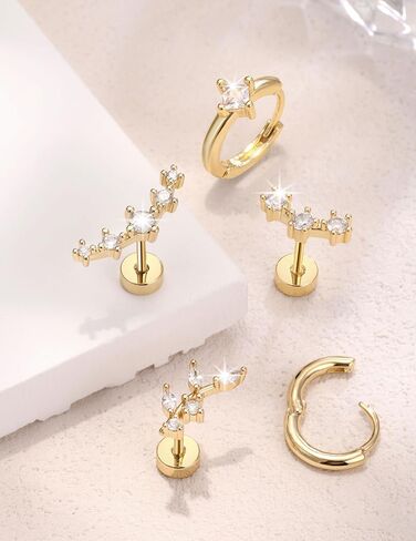Helix Tragus Conch Piercing Jewelry Cartilage Earrings for Women Flat Back Hypoallergenic in Saudi Arabia