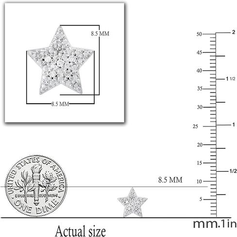 Dazzlingrock Collection 0.05 Carat (ctw) Round White Diamond Ladies Mini Small Cute Star Stud Earrings | 925 Sterling Silver in Saudi Arabia