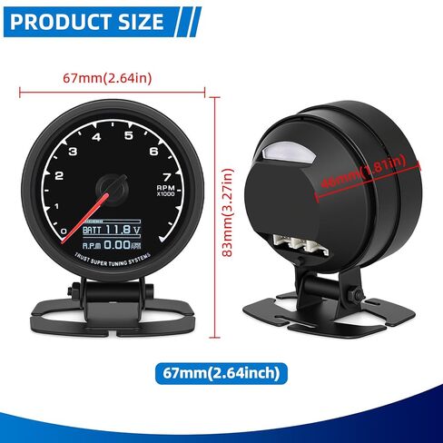 MH مقياس سرعة الدوران 2.5 "60 مللي متر 9000 دورة في الدقيقة قارب مقياس سرعة الدوران RPM مقياس متعدد الألوان الخلفية للسيارات سيارة شاحنة البحرية in Kuwait