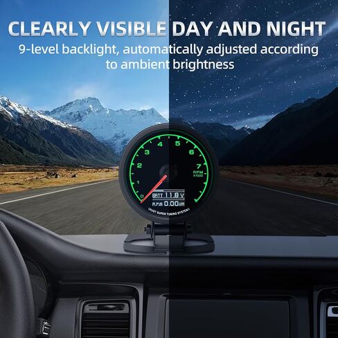 MH مقياس سرعة الدوران 2.5 "60 مللي متر 9000 دورة في الدقيقة قارب مقياس سرعة الدوران RPM مقياس متعدد الألوان الخلفية للسيارات سيارة شاحنة البحرية in Kuwait