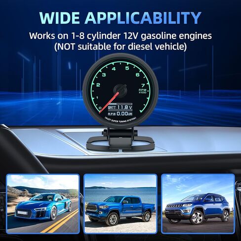 MH مقياس سرعة الدوران 2.5 "60 مللي متر 9000 دورة في الدقيقة قارب مقياس سرعة الدوران RPM مقياس متعدد الألوان الخلفية للسيارات سيارة شاحنة البحرية in Kuwait