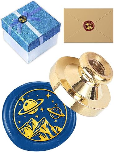 1Pcs Planet Wax Seal Brass Stamp Head, Universe Space Removable Seal Head Round Metal Stamp for Envelopes Party Invitation Envelope Gift Wrapping Thanksgiving Card, 25x14.5mm in Saudi Arabia