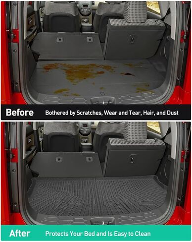 DiffCar® for Kia Soul Floor Mats: 2010 2011 2012 2013 Cargo Liner | All-Weather Custom Fit Car Accessories for Kia Soul Interior Protection | TPE Rubber Box Car Floor Trunk Carpet 4PCS Full Set Black in Kuwait