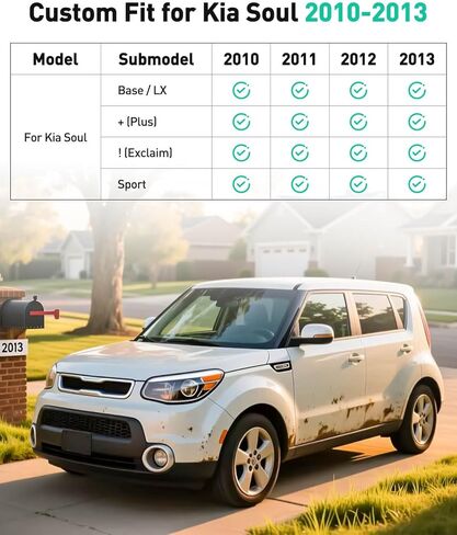 DiffCar® for Kia Soul Floor Mats: 2010 2011 2012 2013 Cargo Liner | All-Weather Custom Fit Car Accessories for Kia Soul Interior Protection | TPE Rubber Box Car Floor Trunk Carpet 4PCS Full Set Black in Kuwait