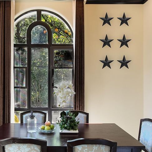 vivicomfy 6 "6 قطع لكل مجموعة سوداء معدنية الحظيرة ستار جدار ديكور، نجوم تكساس الفن، نجوم معدنية ريفي خمر مزرعة البلد الغربي المنزل الديكور الداخلي أو الخارجي in Kuwait