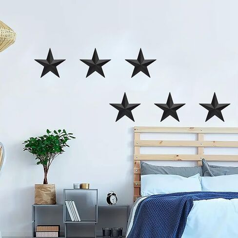 vivicomfy 6 "6 قطع لكل مجموعة سوداء معدنية الحظيرة ستار جدار ديكور، نجوم تكساس الفن، نجوم معدنية ريفي خمر مزرعة البلد الغربي المنزل الديكور الداخلي أو الخارجي in Kuwait