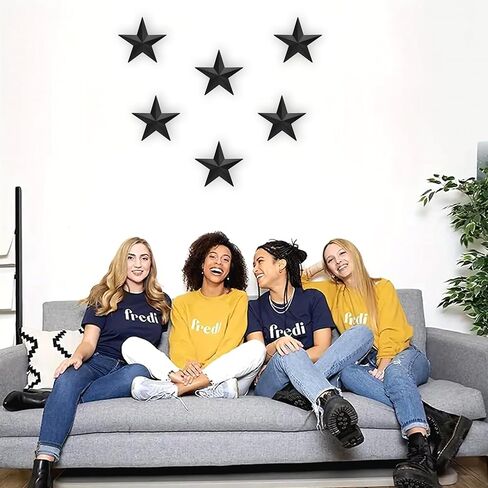 vivicomfy 6 "6 قطع لكل مجموعة سوداء معدنية الحظيرة ستار جدار ديكور، نجوم تكساس الفن، نجوم معدنية ريفي خمر مزرعة البلد الغربي المنزل الديكور الداخلي أو الخارجي in Kuwait