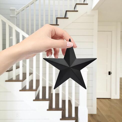 vivicomfy 6 "6 قطع لكل مجموعة سوداء معدنية الحظيرة ستار جدار ديكور، نجوم تكساس الفن، نجوم معدنية ريفي خمر مزرعة البلد الغربي المنزل الديكور الداخلي أو الخارجي in Kuwait