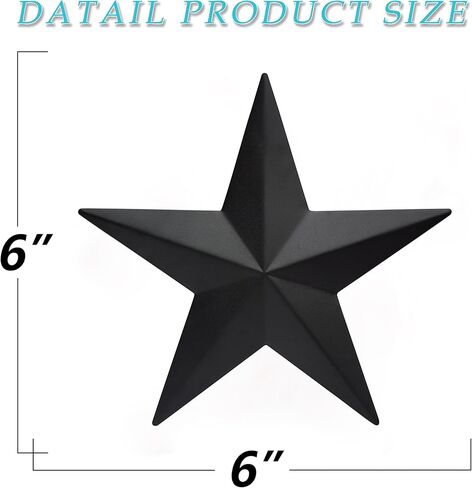 vivicomfy 6 "6 قطع لكل مجموعة سوداء معدنية الحظيرة ستار جدار ديكور، نجوم تكساس الفن، نجوم معدنية ريفي خمر مزرعة البلد الغربي المنزل الديكور الداخلي أو الخارجي in Kuwait