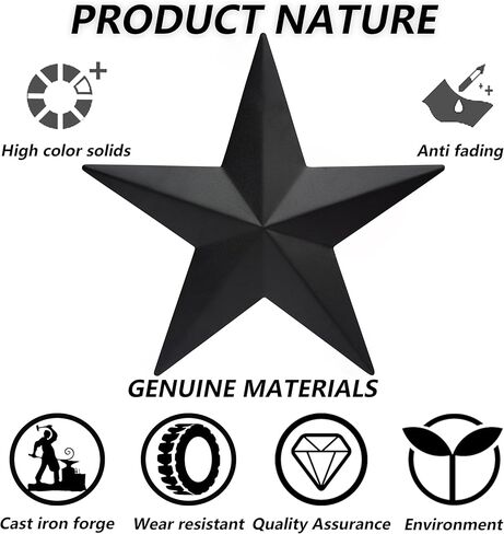 vivicomfy 6 "6 قطع لكل مجموعة سوداء معدنية الحظيرة ستار جدار ديكور، نجوم تكساس الفن، نجوم معدنية ريفي خمر مزرعة البلد الغربي المنزل الديكور الداخلي أو الخارجي in Kuwait