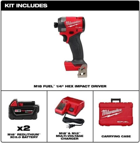 ميلووكي (MLW 2853-22) M18 Fuel 1/4IN Hex Impact Driver XC Kit in Kuwait