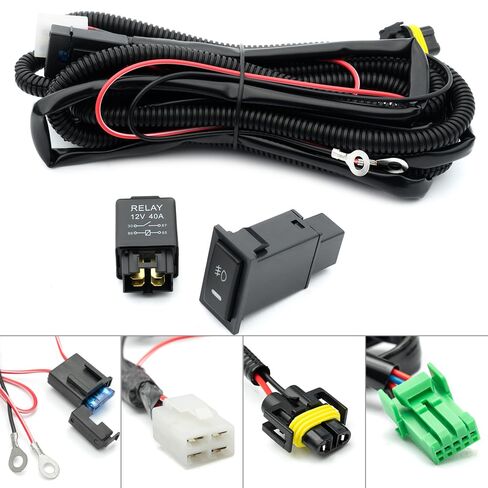 H10 H12 HB3 HB4 HIR2 Fog Light Wiring Harness Socket Wire Connector 12V 40A Relay Wire Harness Kit Switch ON/Off for Toyota 4Runner Camry RAV'4 Avalon Corolla Highlander Prius Fog Light in Saudi Arabia
