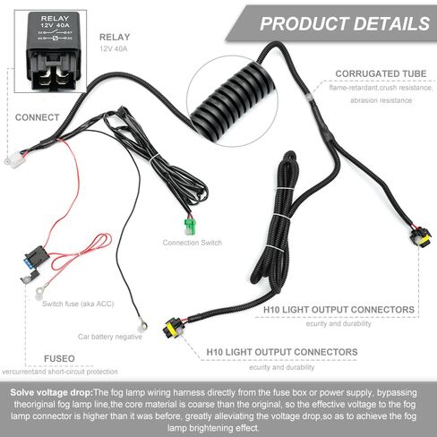 H10 H12 HB3 HB4 HIR2 Fog Light Wiring Harness Socket Wire Connector 12V 40A Relay Wire Harness Kit Switch ON/Off for Toyota 4Runner Camry RAV'4 Avalon Corolla Highlander Prius Fog Light in Saudi Arabia