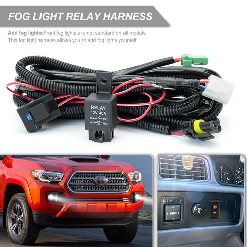 H10 H12 HB3 HB4 HIR2 Fog Light Wiring Harness Socket Wire Connector 12V 40A Relay Wire Harness Kit Switch ON/Off for Toyota 4Runner Camry RAV'4 Avalon Corolla Highlander Prius Fog Light in Saudi Arabia