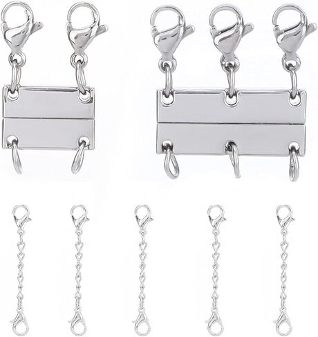 7 PCS Siliver Necklace Layering Clasps,Necklace Layered Clasp with 5 Necklace Extenders,Multiple Necklace Layering Separator for Women,Bracelet Connector Jewelry Clasps and Closures in Kuwait