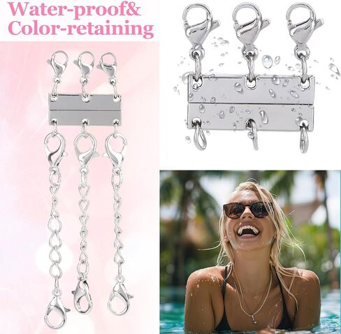 7 PCS Siliver Necklace Layering Clasps,Necklace Layered Clasp with 5 Necklace Extenders,Multiple Necklace Layering Separator for Women,Bracelet Connector Jewelry Clasps and Closures in Kuwait