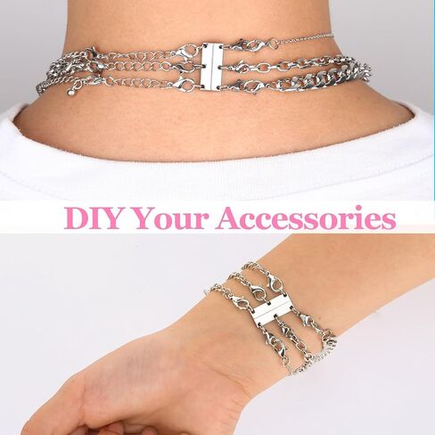 7 PCS Siliver Necklace Layering Clasps,Necklace Layered Clasp with 5 Necklace Extenders,Multiple Necklace Layering Separator for Women,Bracelet Connector Jewelry Clasps and Closures in Kuwait