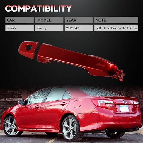 Front Left Driver Side Door Handle for Toyota Camry 2012-2017 Exterior Door Handle Replaces 69211-06090-D0,Red (1 Pc) in Saudi Arabia